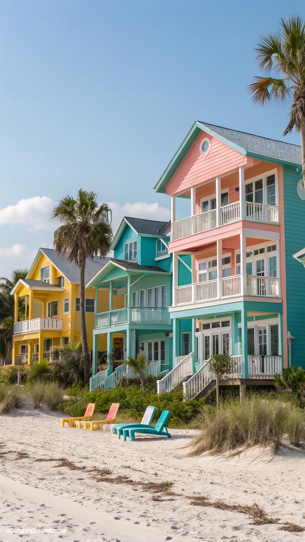 beach houses Bright colors to reflect coastal vibe