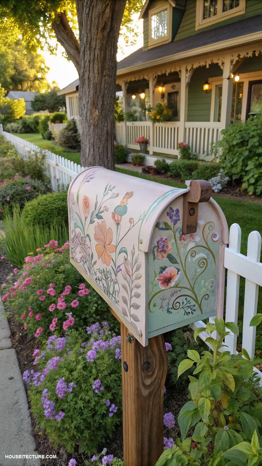 beautiful mailboxes Charming ceramic mailbox with floral patterns