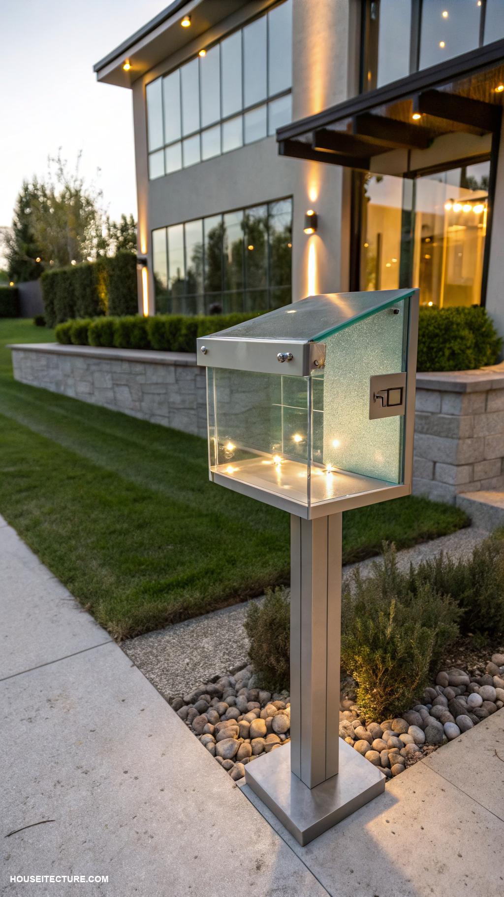 beautiful mailboxes Contemporary glass mailbox with LED lights