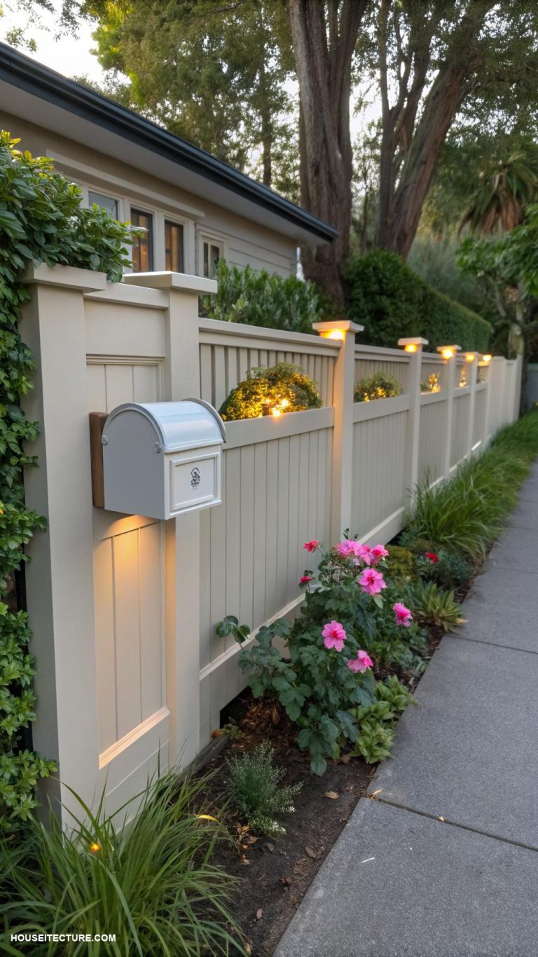 beautiful mailboxes Custom built in mailbox integrated with fence