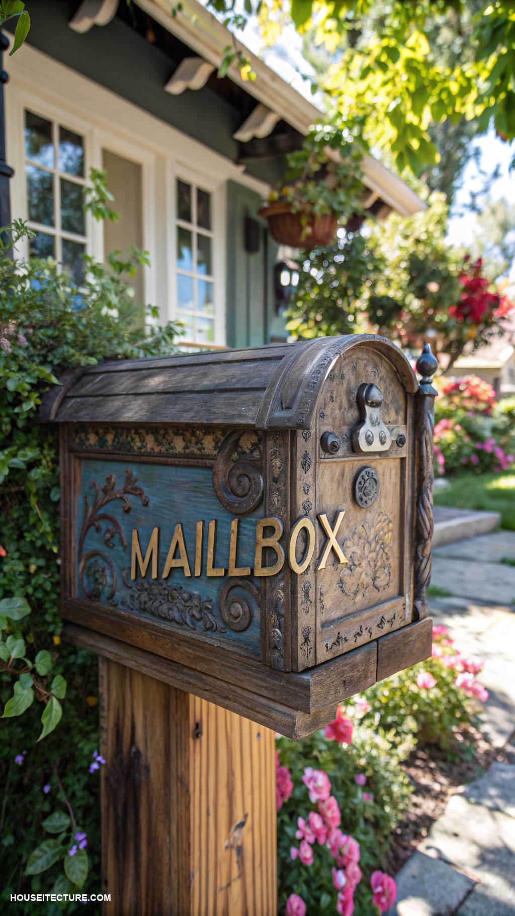 beautiful mailboxes Rustic wooden mailbox with vintage finish