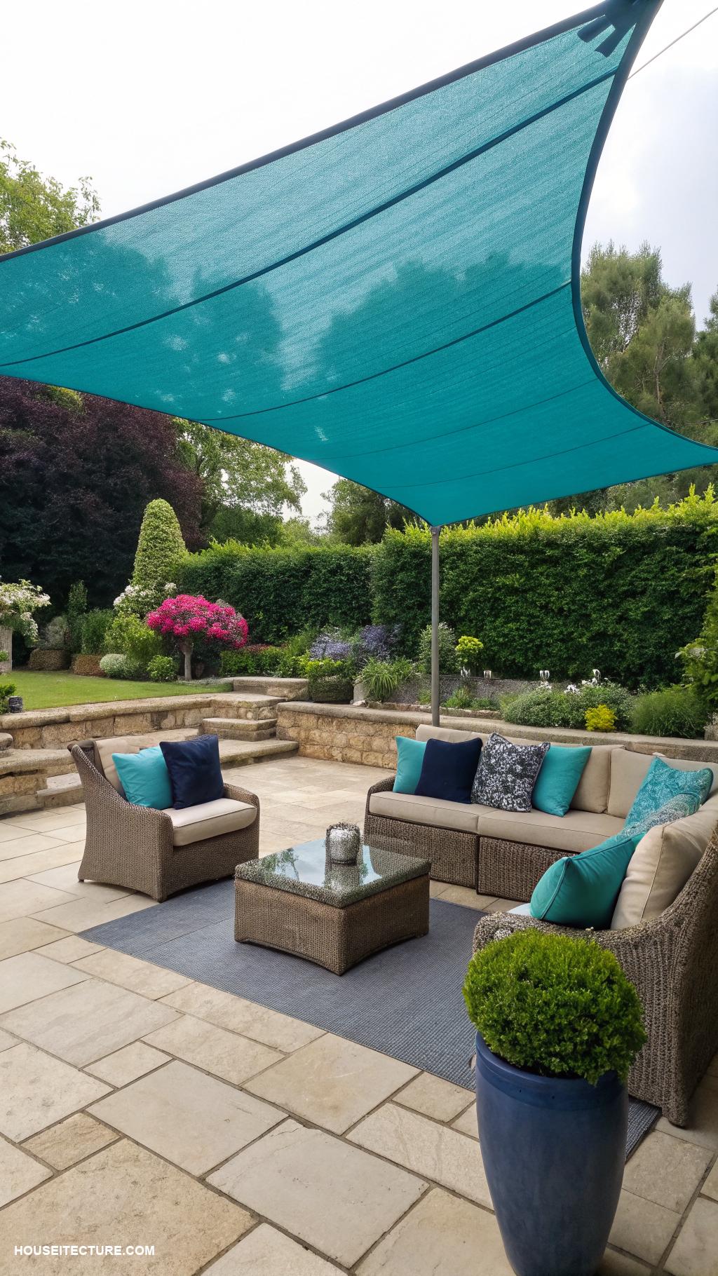 beautiful patio ideas Sunshade sail for warm days