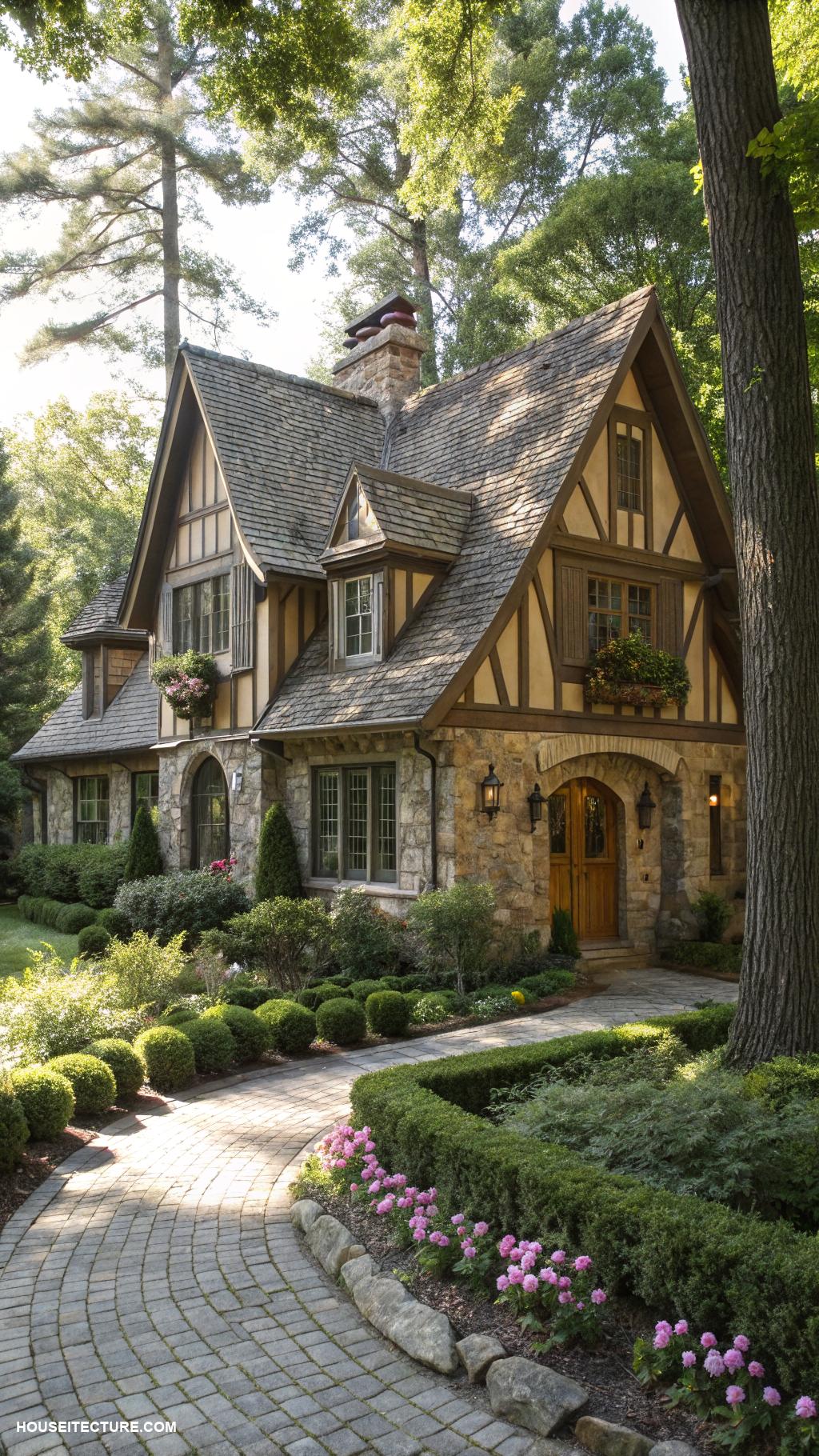 cottage houses Charming timber frame cottage with stone accents