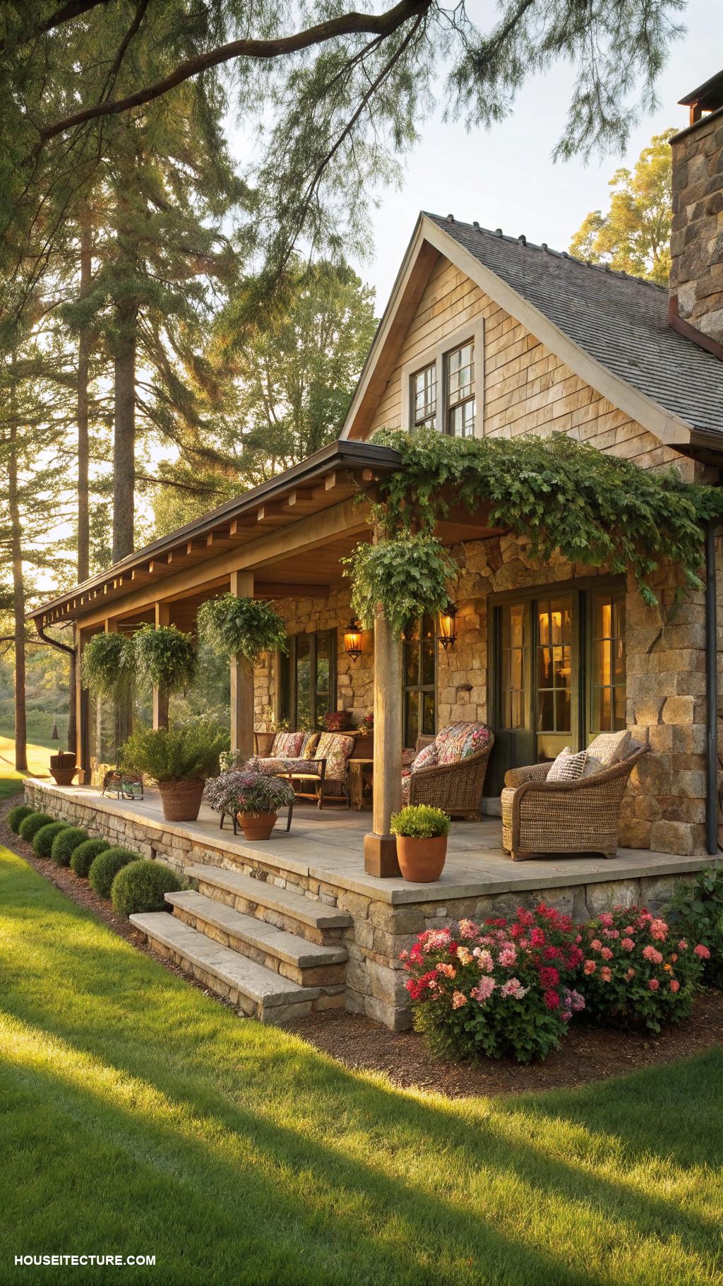 cottage houses Cozy single story cottage with large porch