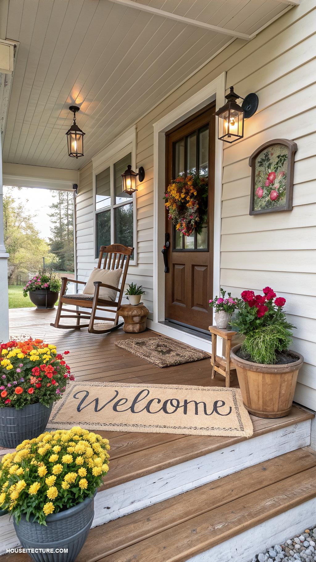 easy front porch ideas Add a welcome mat for charm
