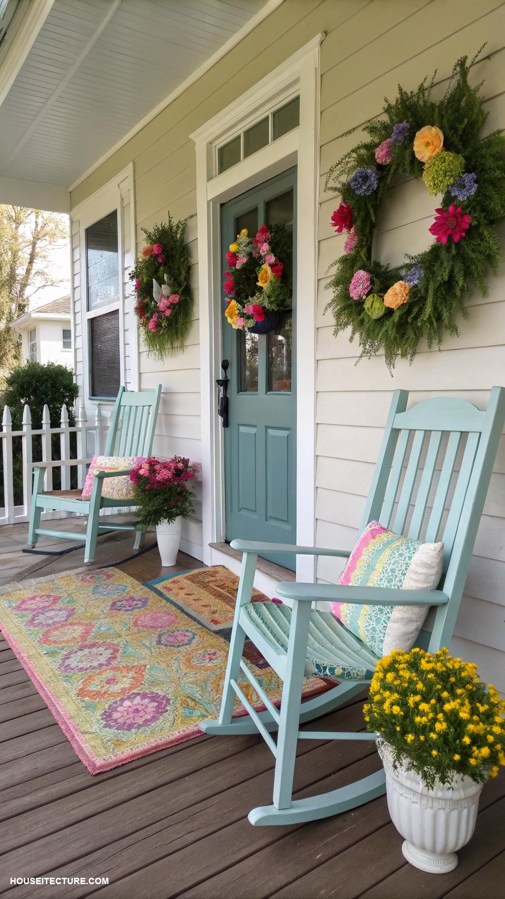 easy front porch ideas Decorate with seasonal wreaths for flair