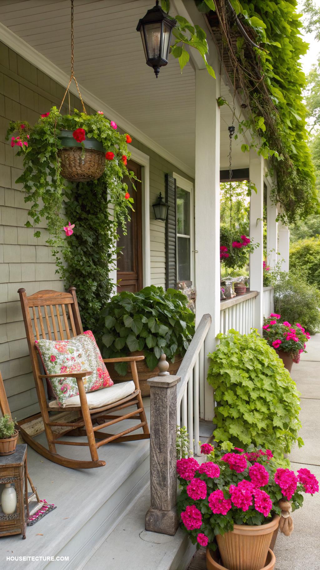 easy front porch ideas Use potted plants for vibrant greenery