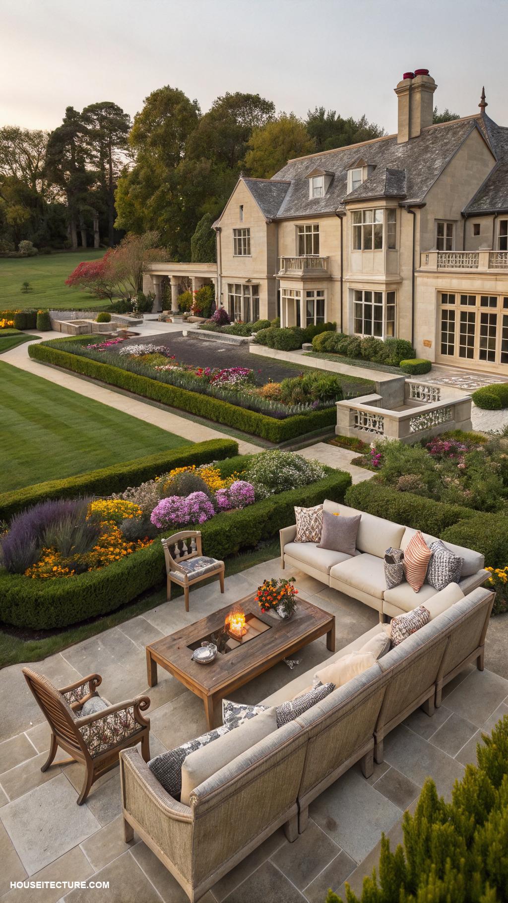 english estate Outdoor living spaces for entertainment