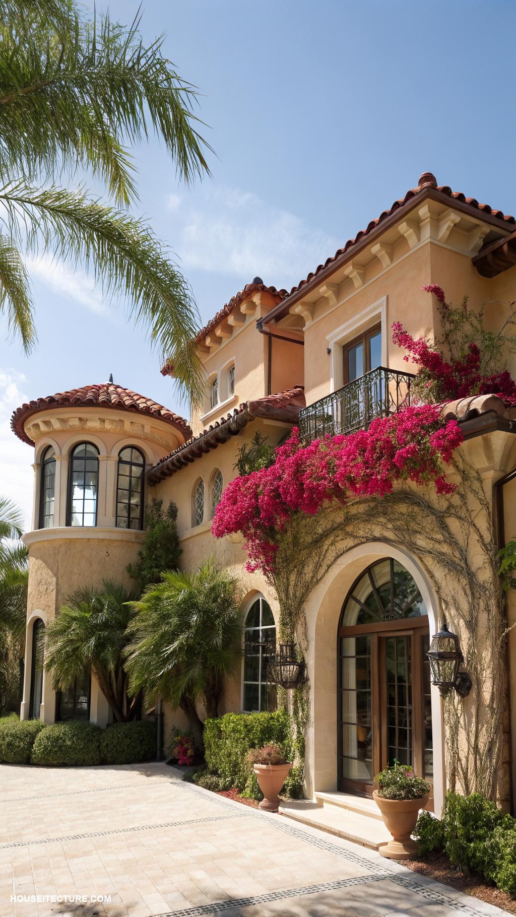 house architecture styles Mediterranean with stucco walls and terracotta tiles