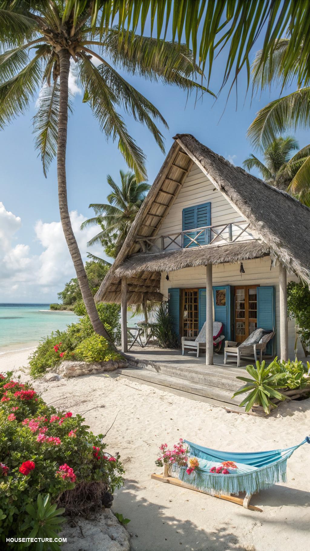 island houses Charming thatched roof cottage by the beach