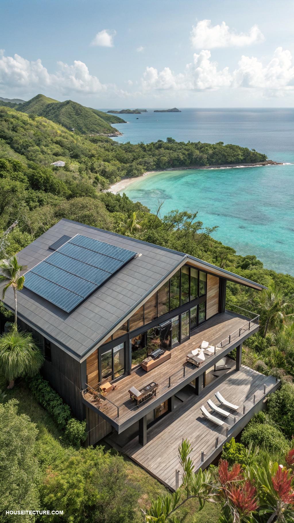 island houses Contemporary eco home with solar panels