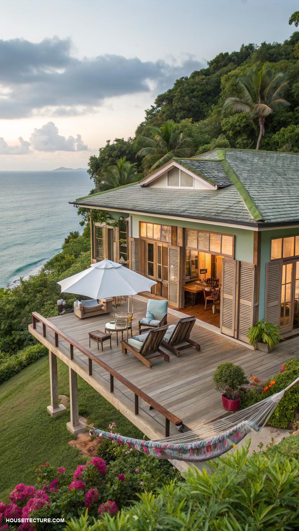 island houses Seaside bungalow with expansive deck area