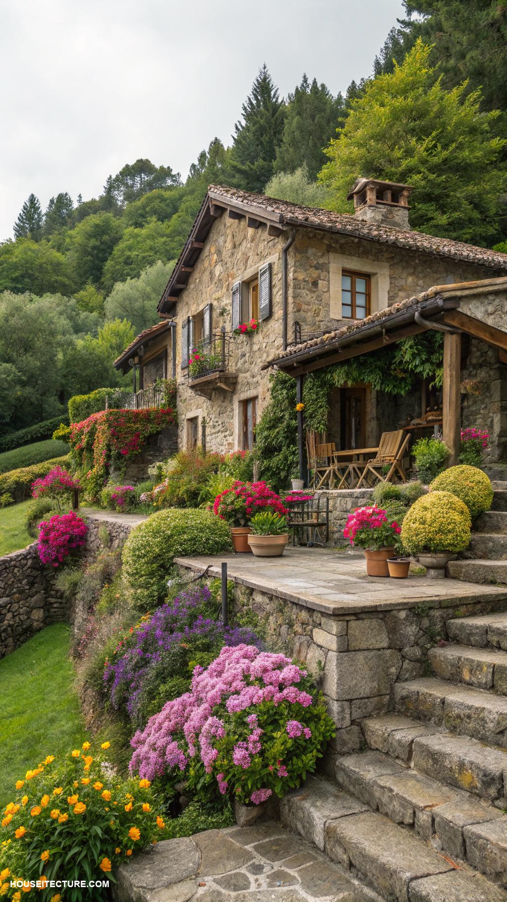 island houses Traditional stone house with garden terrace