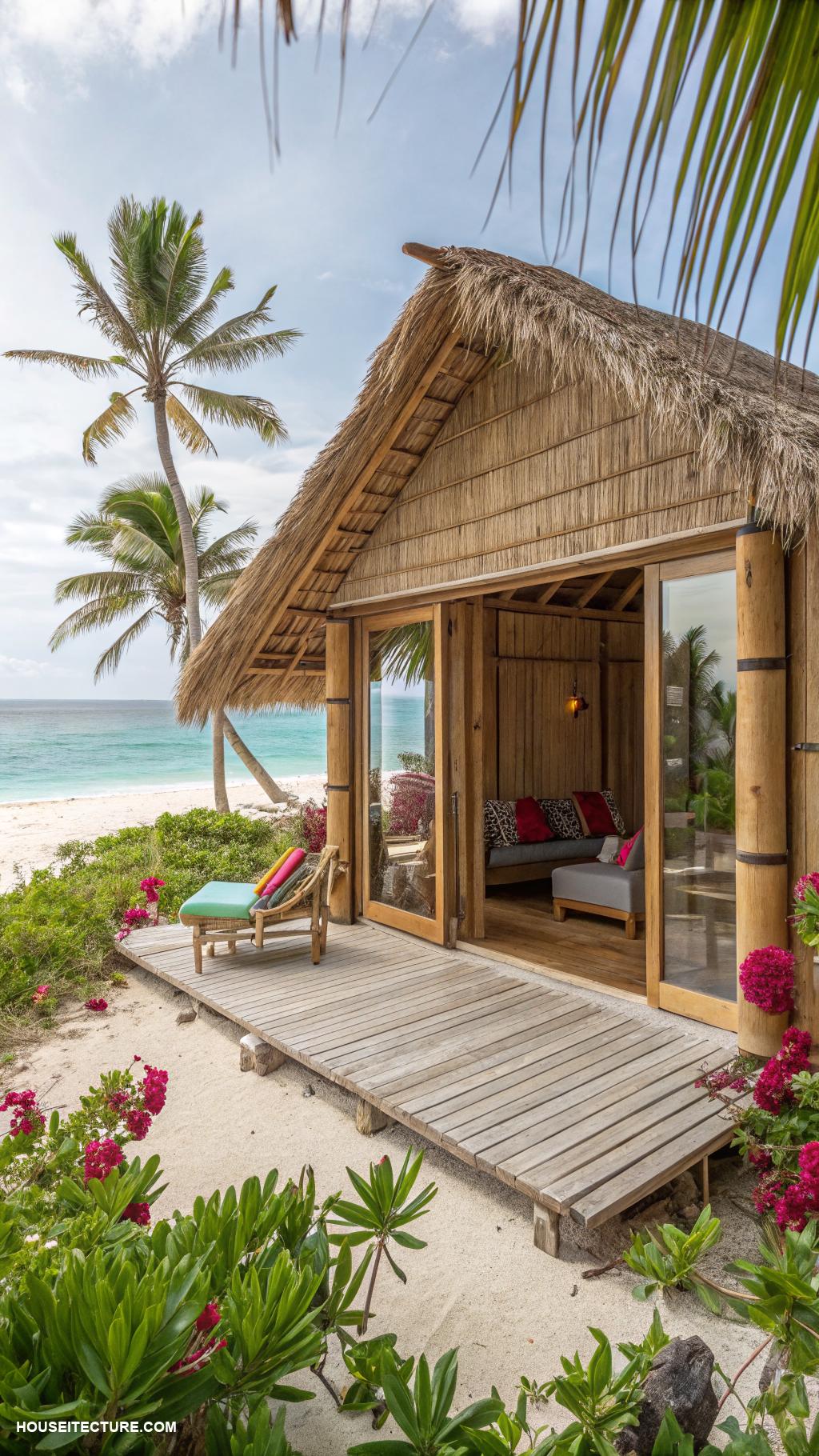 island houses Tropical bamboo hut with open air design