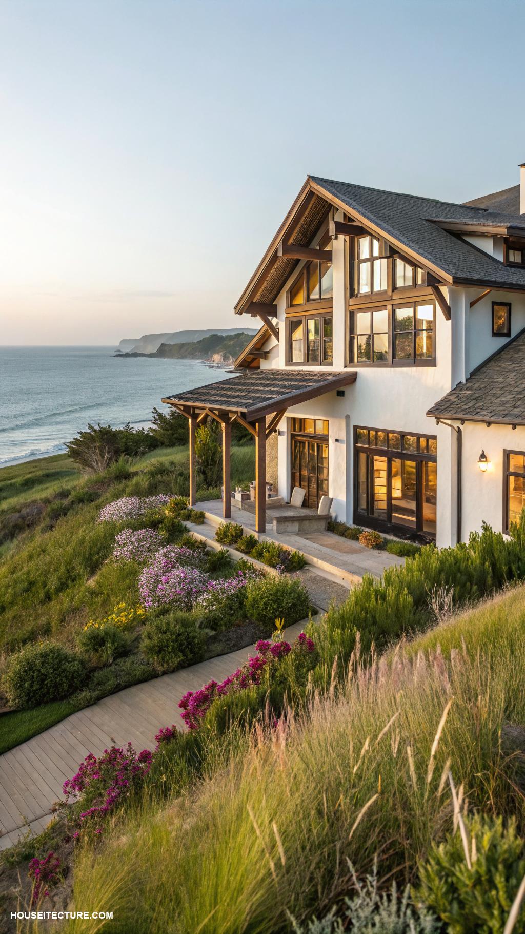 modern coastal houses Rustic wooden beams and bright white walls