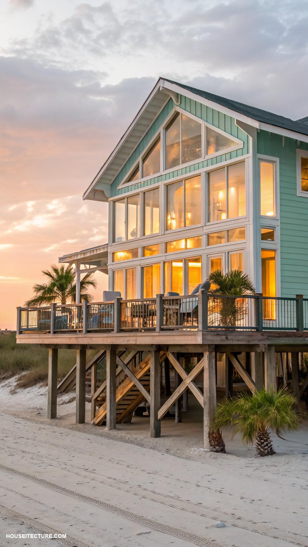 modern coastal houses Stilted home for coastal flood safety