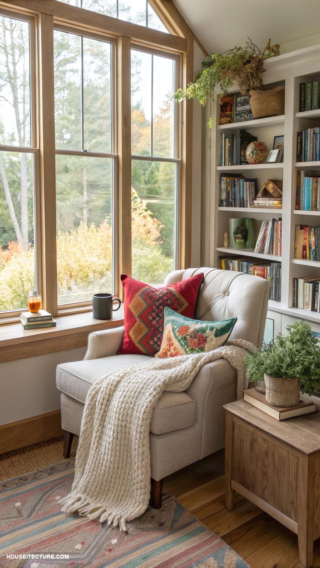modern farmhouses Cozy reading nook by the window