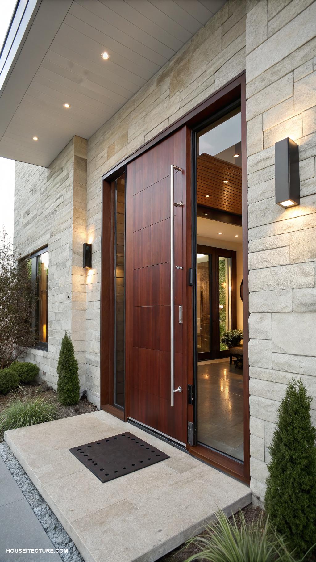 modern front door ideas Pivot door for dramatic entrance