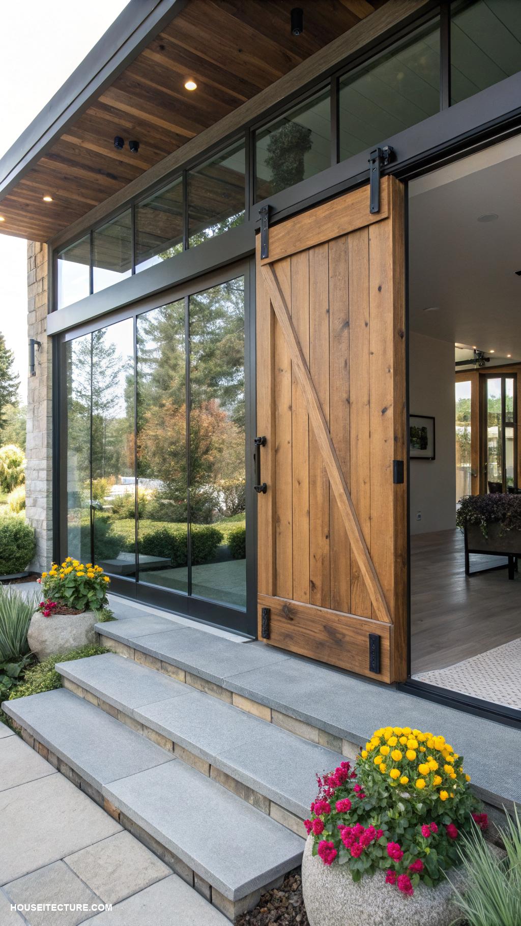 modern front door ideas Sliding barn door for modern appeal