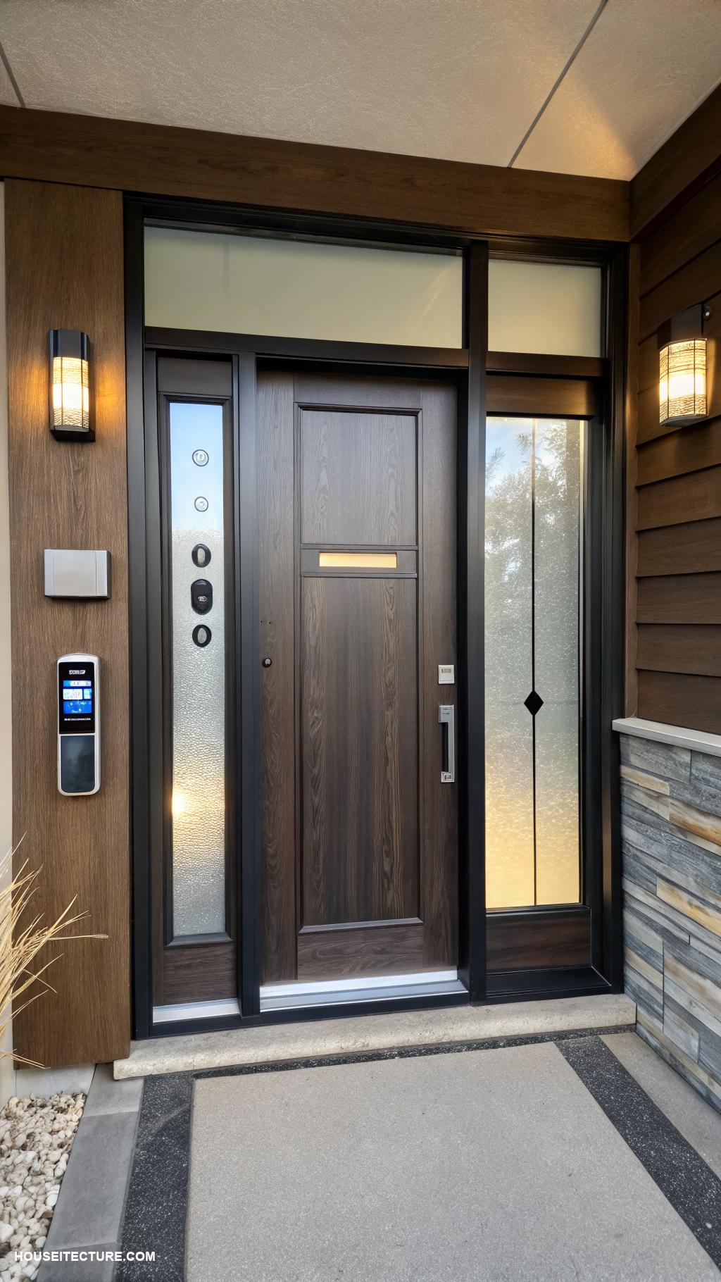 modern front door ideas Smart door with integrated technology