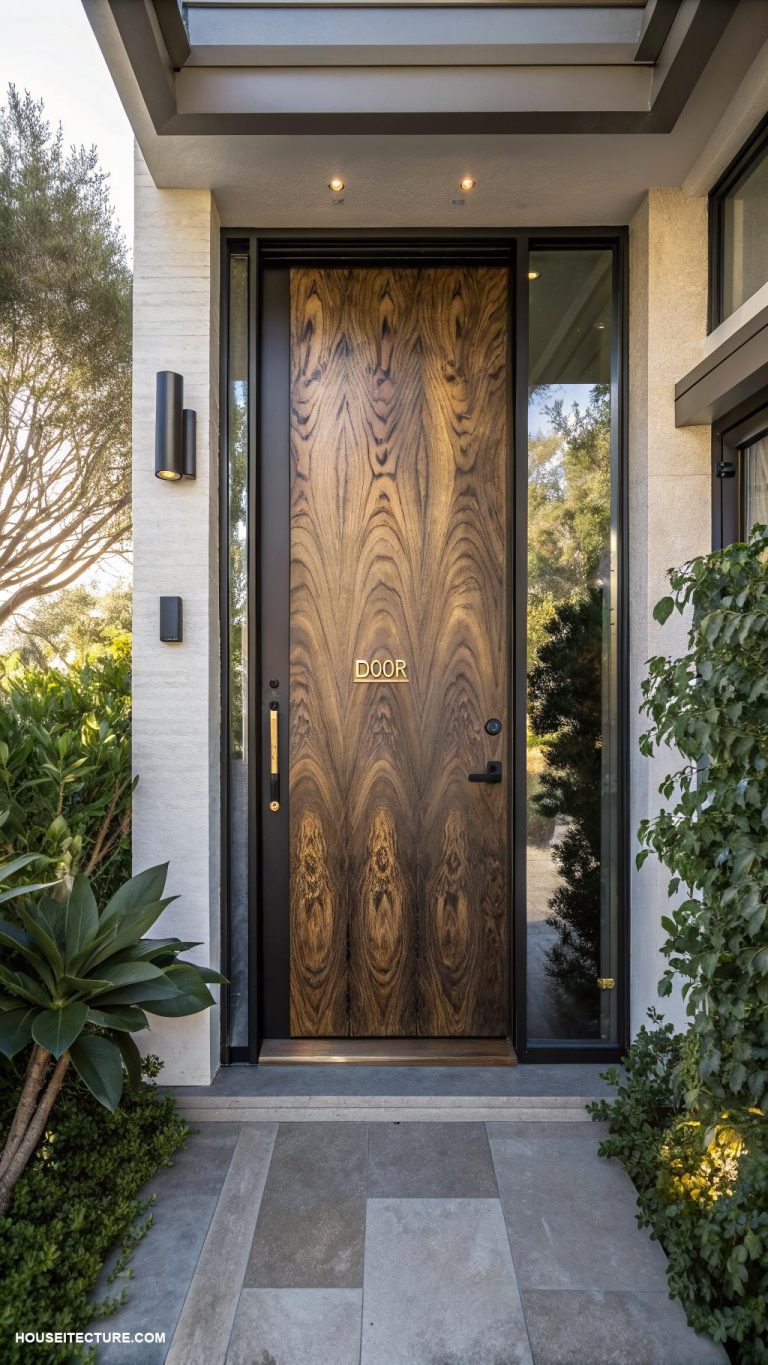 modern front door ideas Textured wood door with unique grain