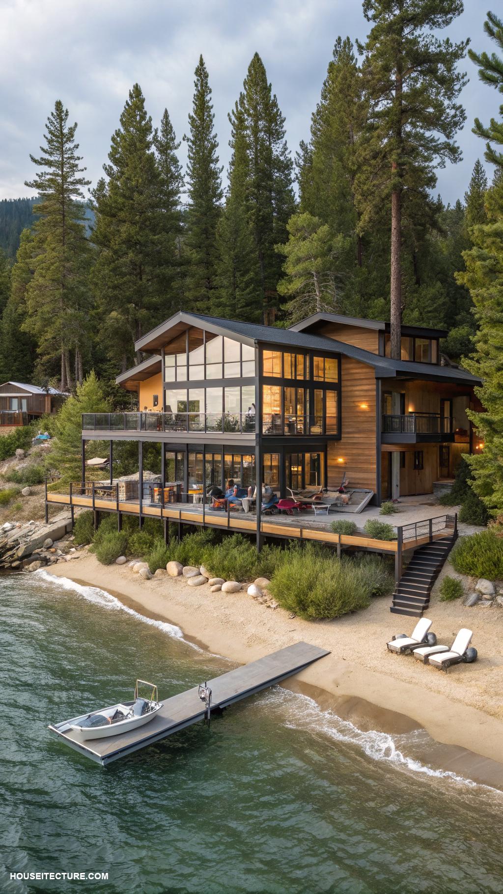 modern lake house Private docks for easy lake access and fun