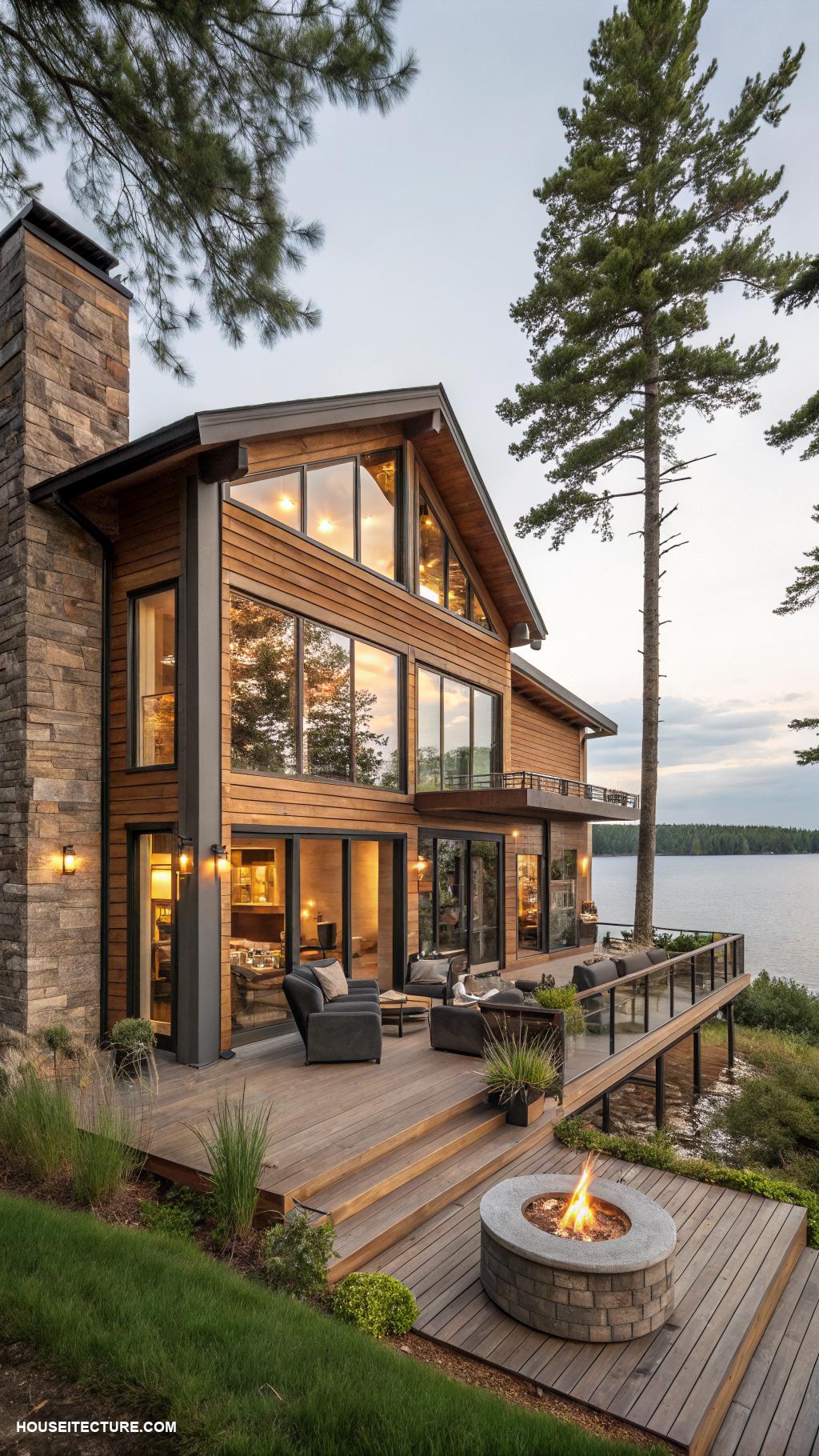 modern lake house Rustic charm combined with modern amenities