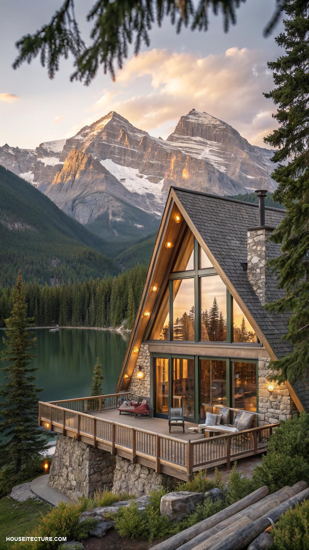 mountain houses A frame house with panoramic mountain views