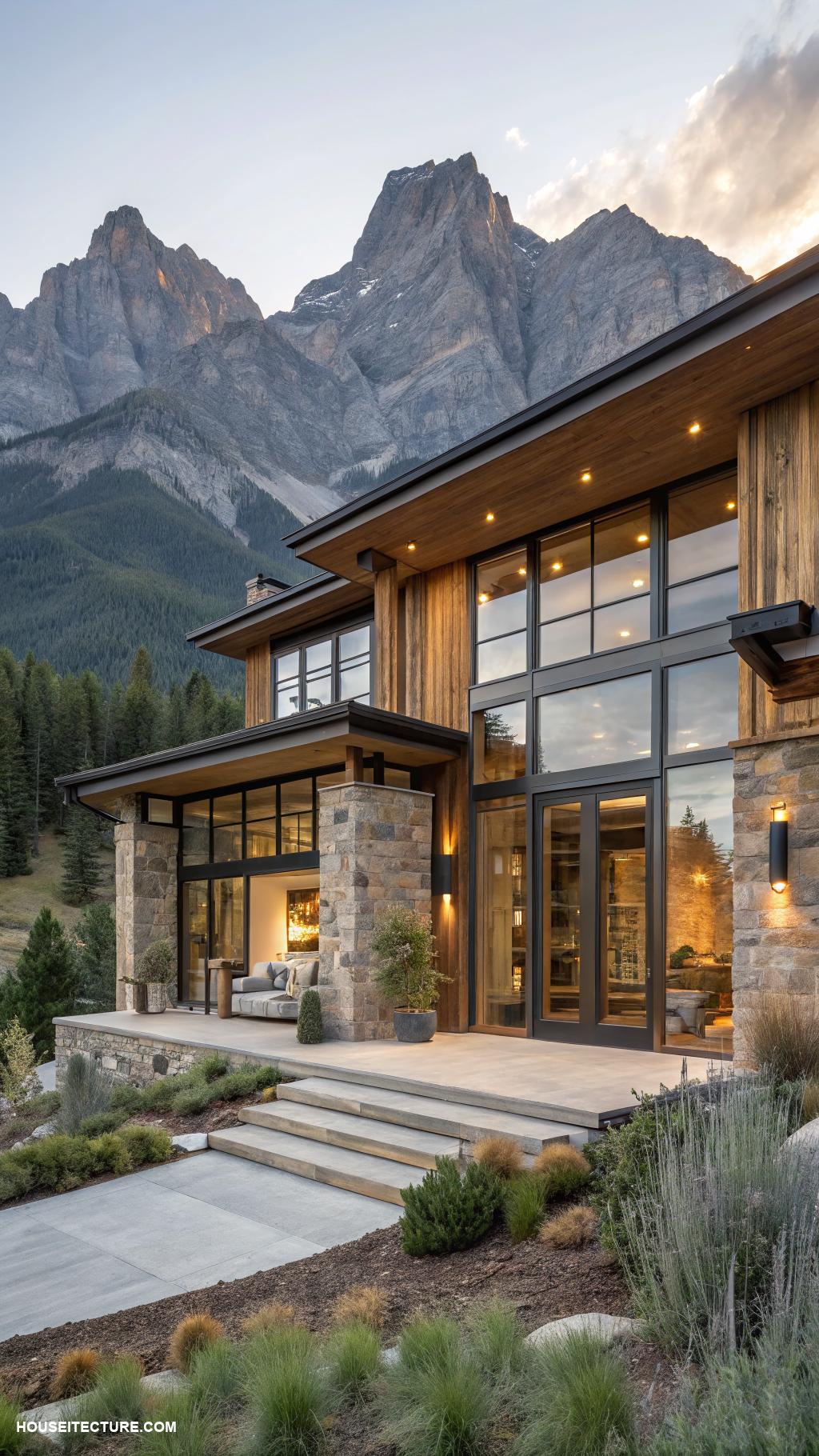 mountain houses Contemporary home with mountain inspired decor