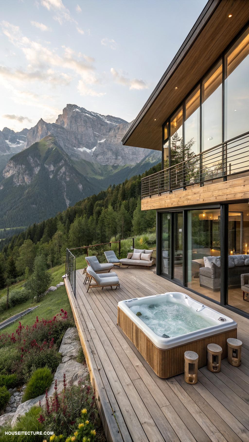 mountain houses Luxury villa with hot tub and deck