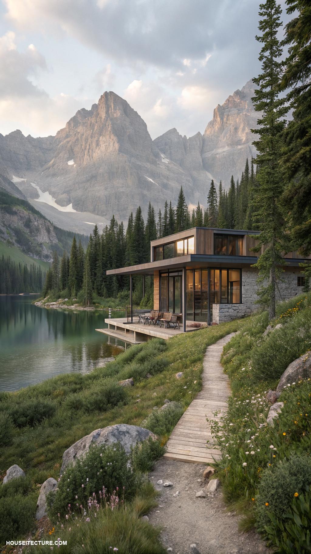 mountain houses Minimalist retreat surrounded by nature