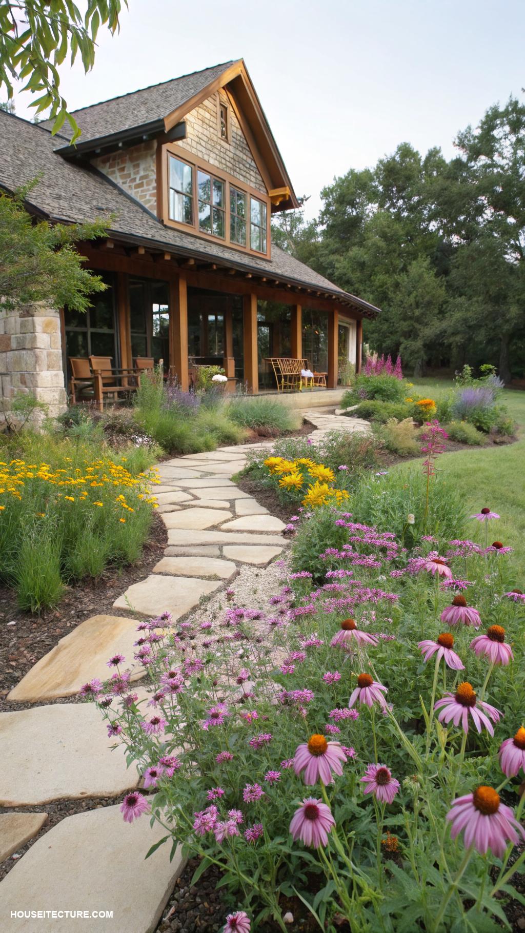 ranch houses Landscaped yard promoting native plants and wildlife