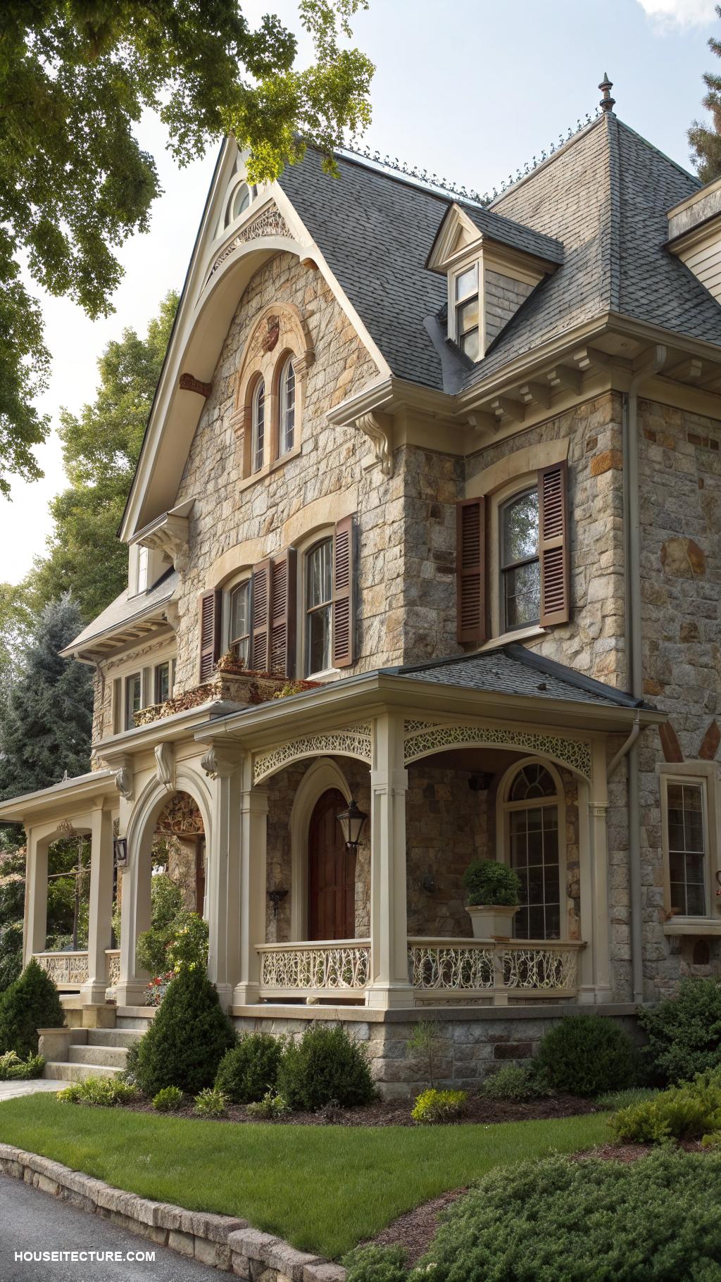 stone colonial houses Charming stone exterior with intricate details