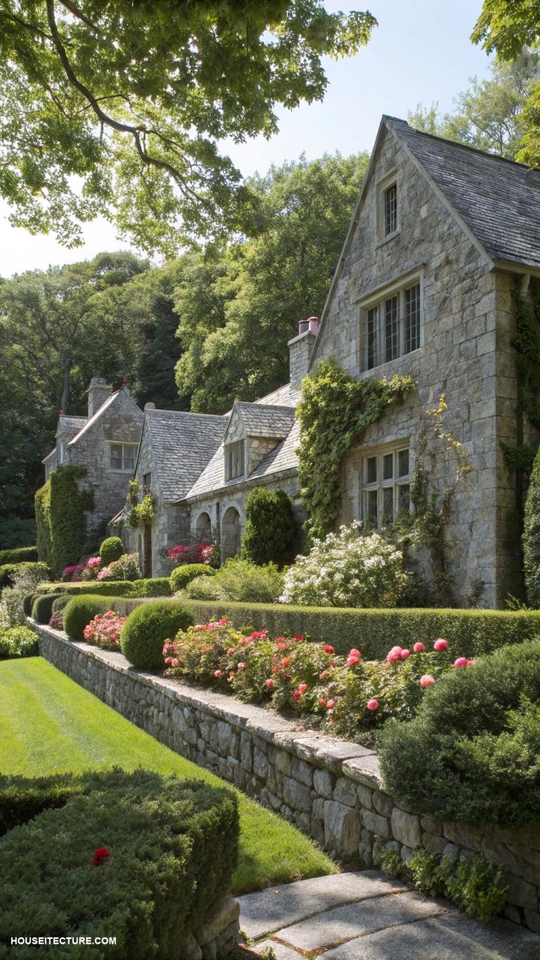 stone colonial houses Classic stone garden walls for privacy