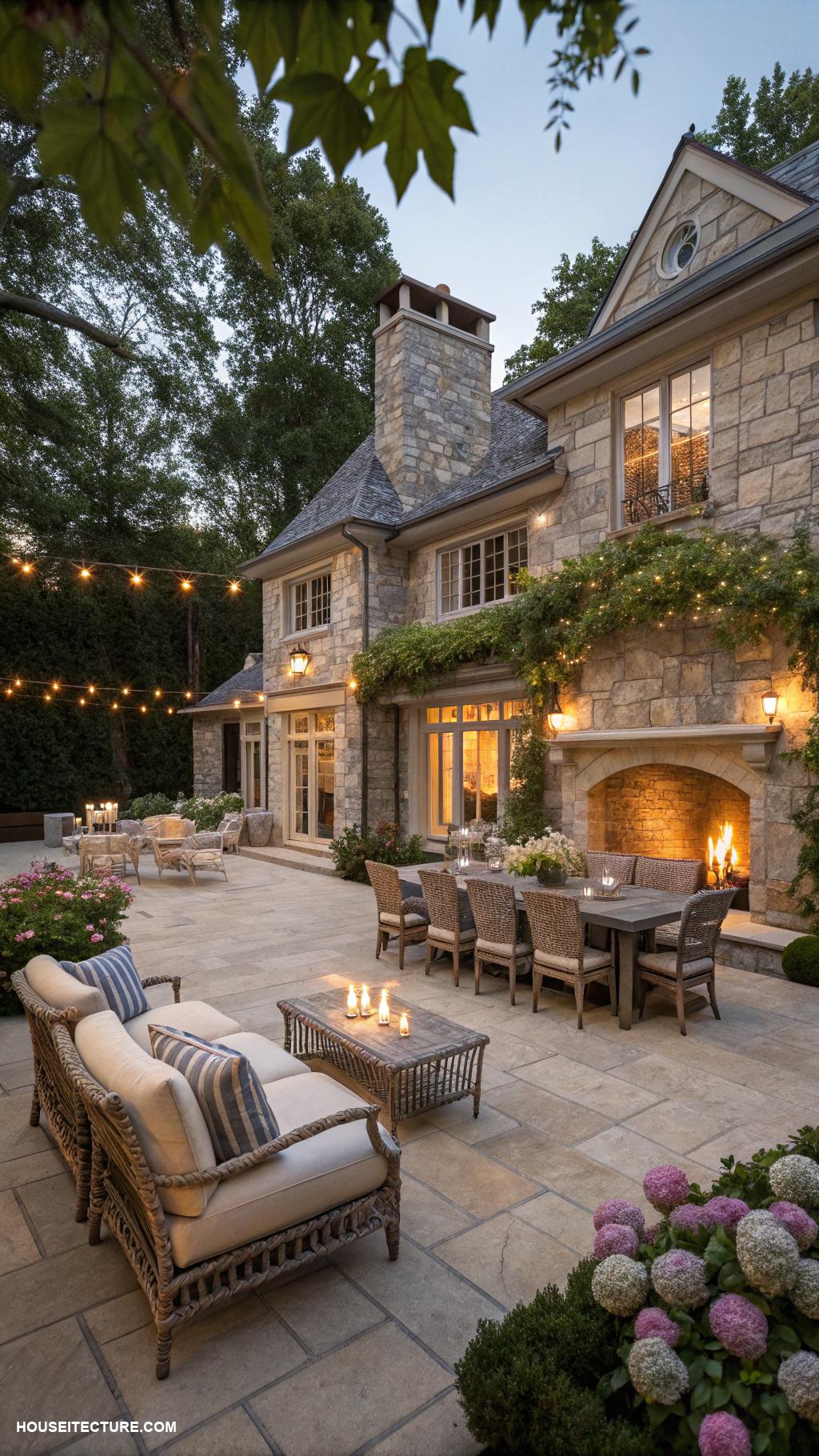 stone colonial houses Elegant stone patio for outdoor entertaining
