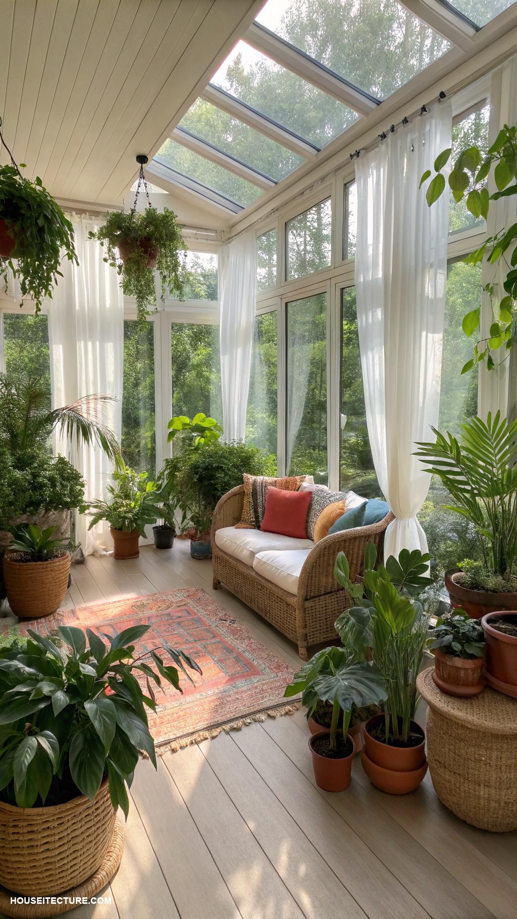 sun room extension ideas Indoor garden with potted plants