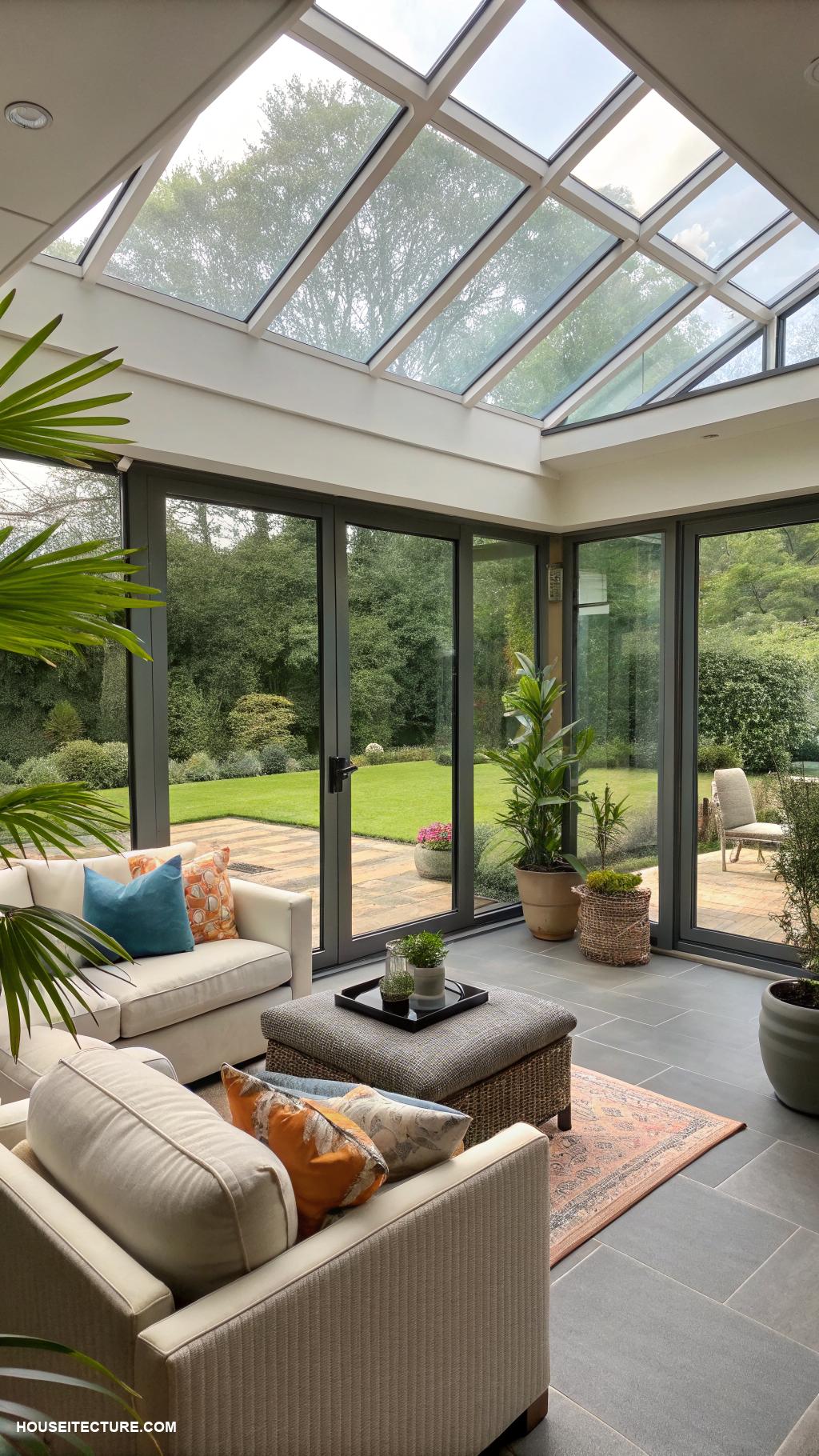 sun room extension ideas Retractable glass doors for open flow
