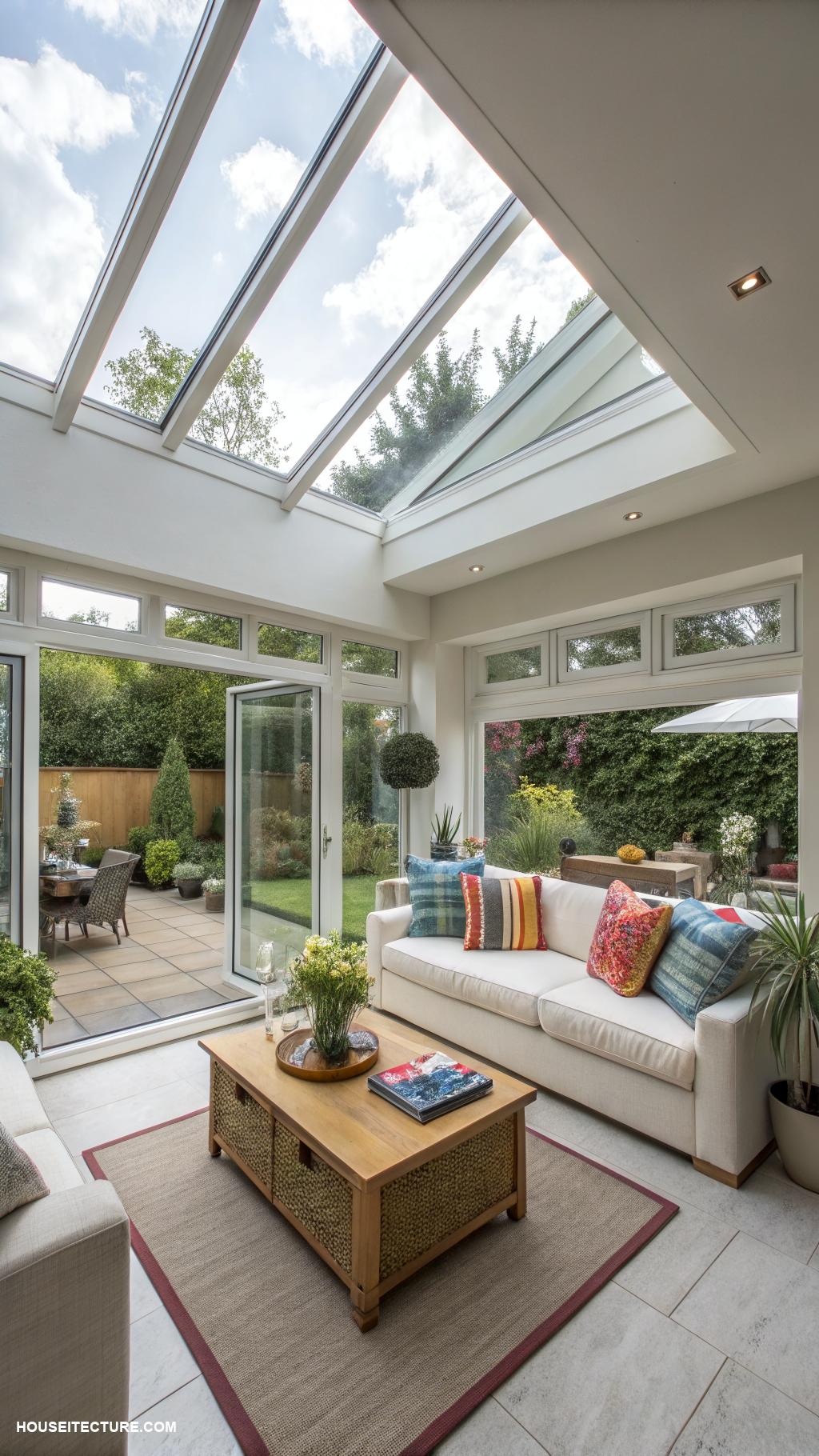 sun room extension ideas Skylights for natural lighting and airflow