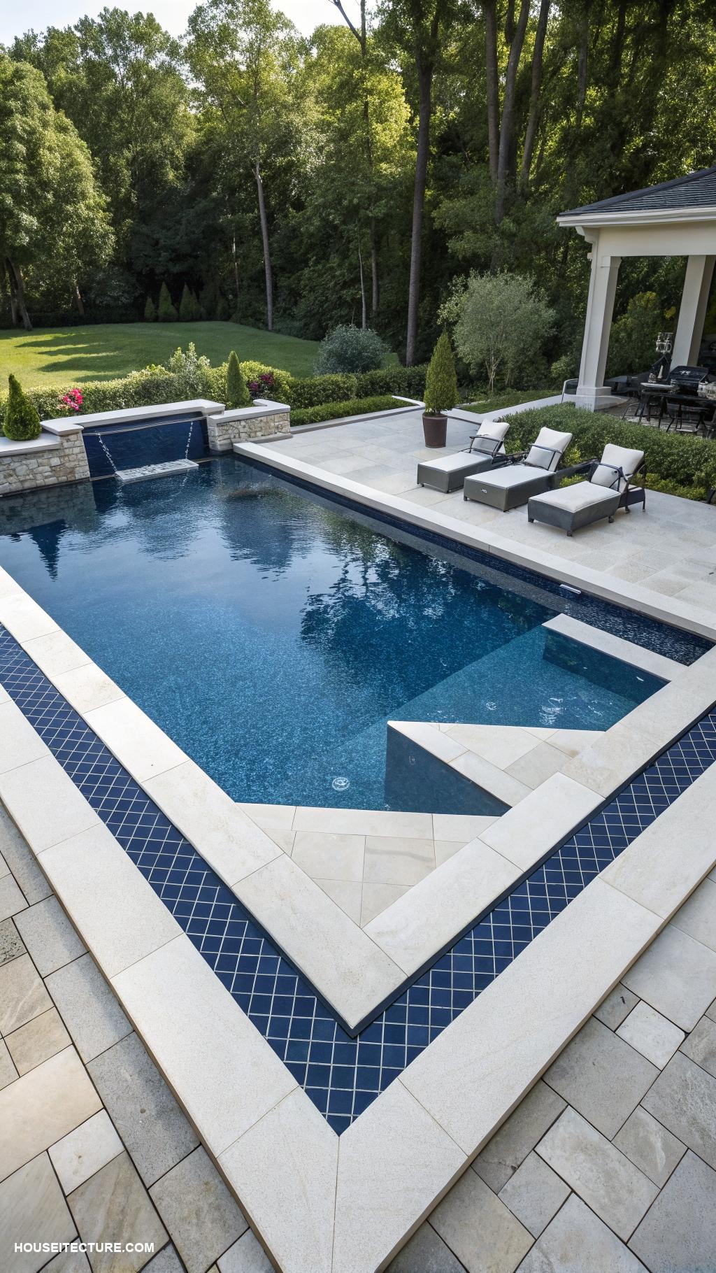 traditional pools Geometric pool with modern tile design