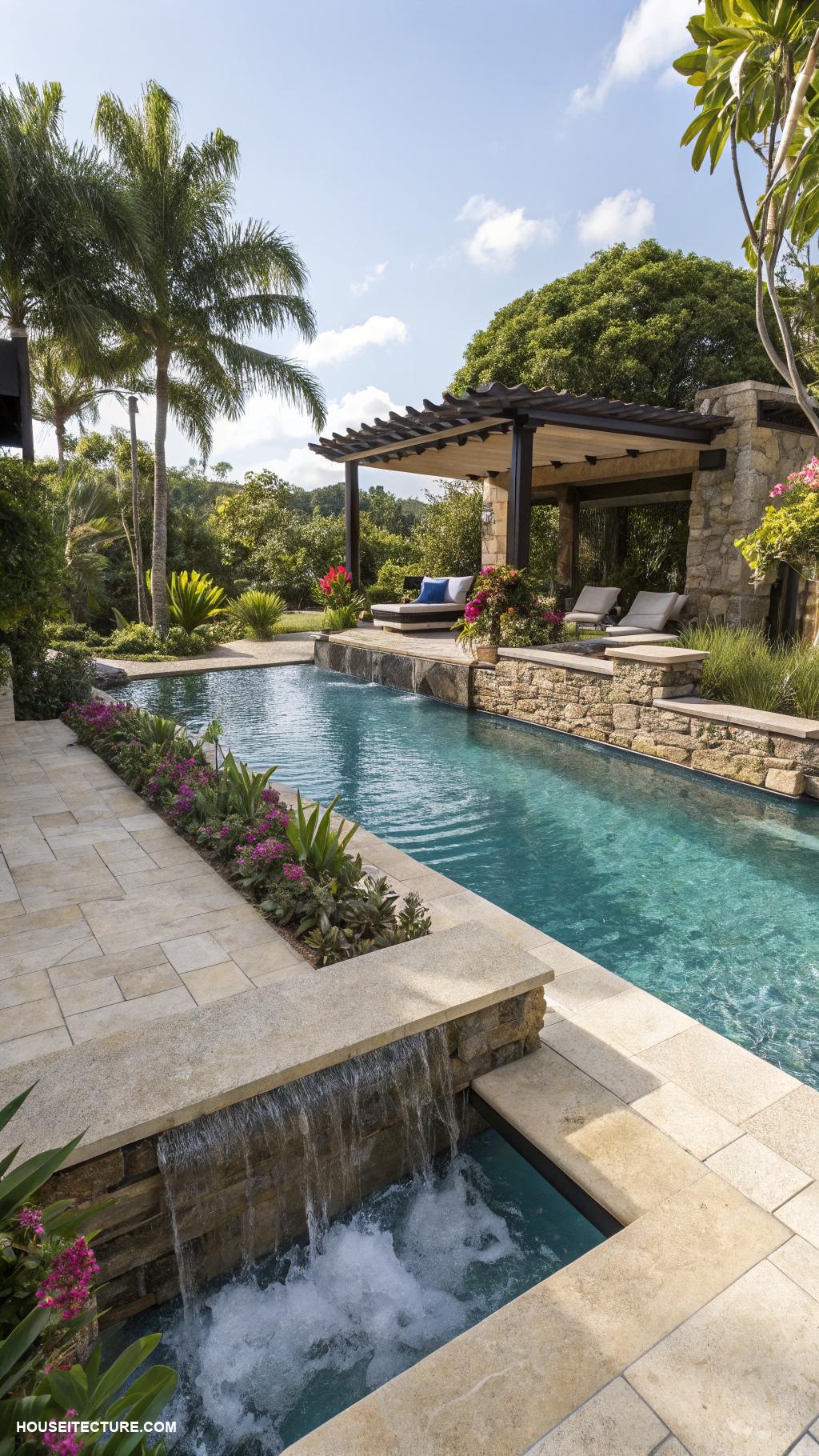 traditional pools Saltwater pool for easy maintenance