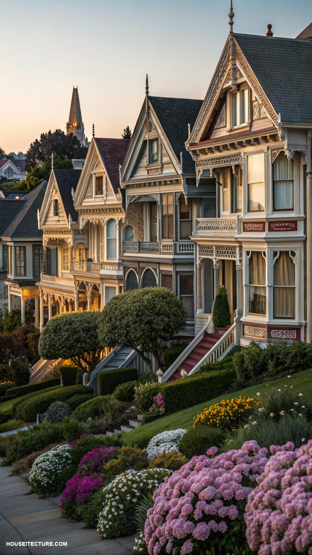 victorian homes Gothic Revival steeply pitched roofs