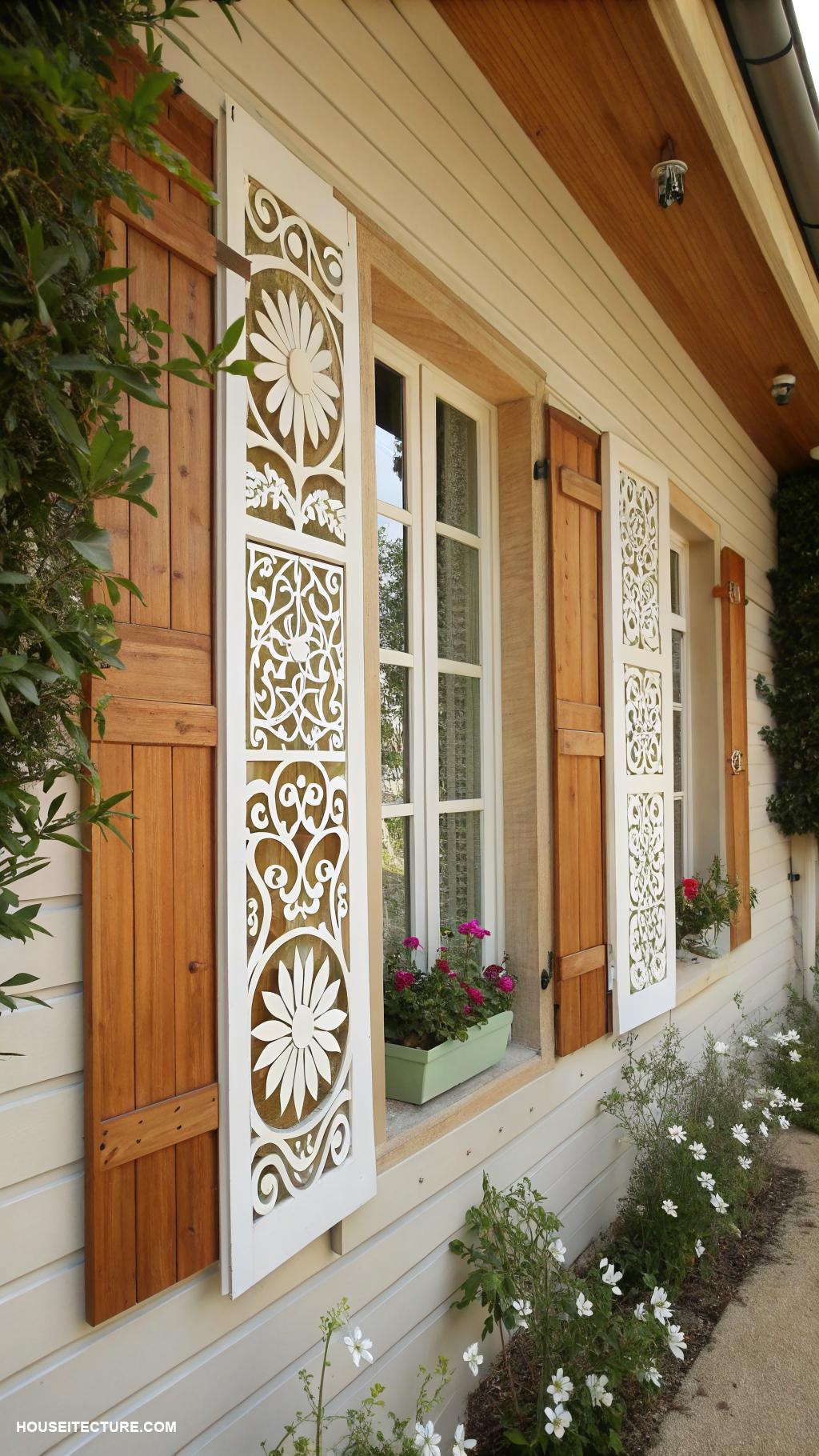 cedar shutters Cedar shutters with decorative cutouts