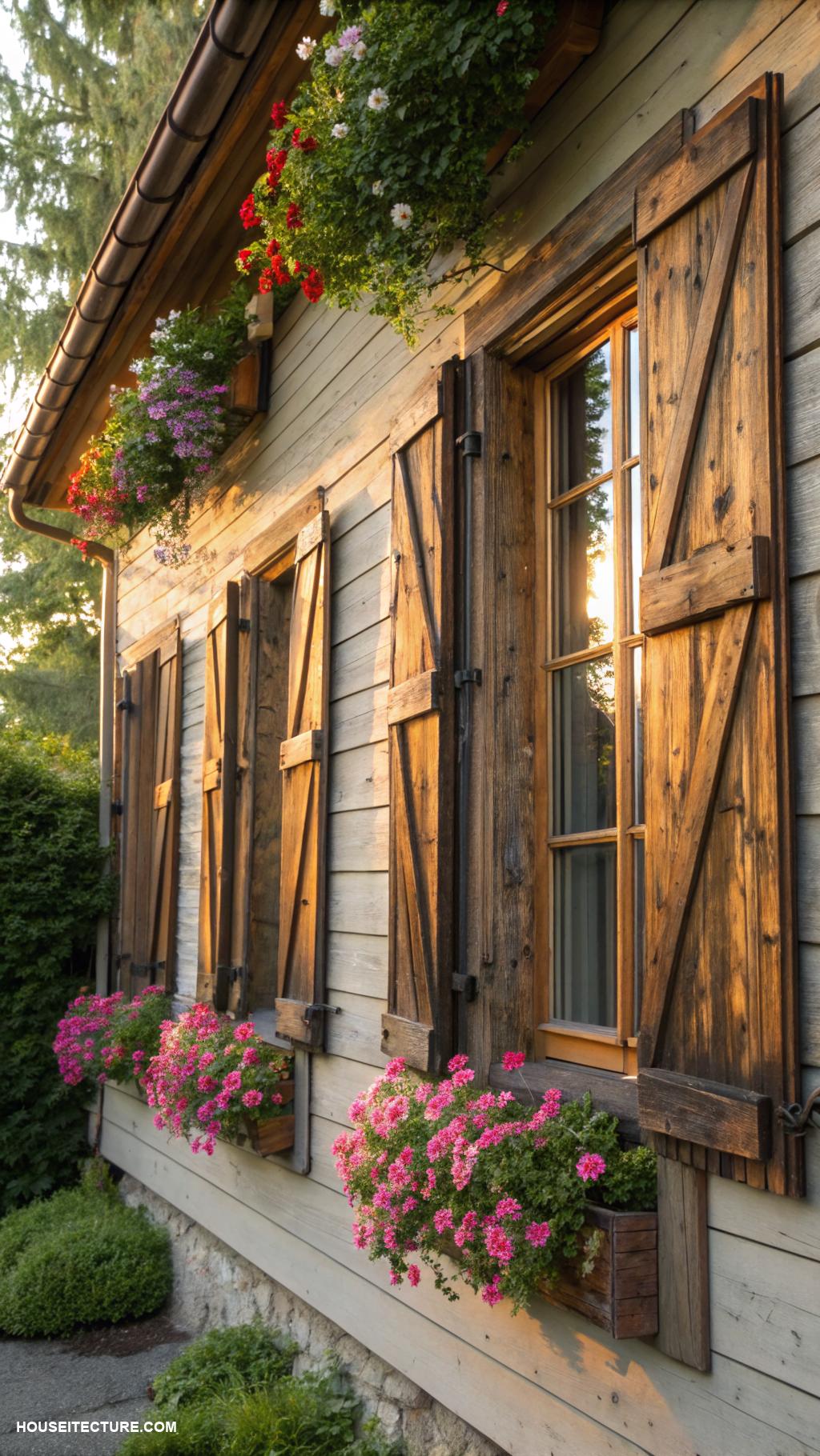 cedar shutters Rustic cedar shutters for farmhouse style