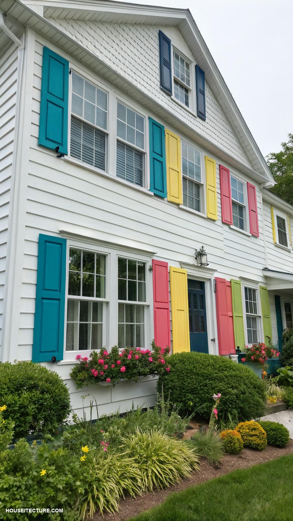 diy shutters exterior Multi colored shutters for vibrant appeal