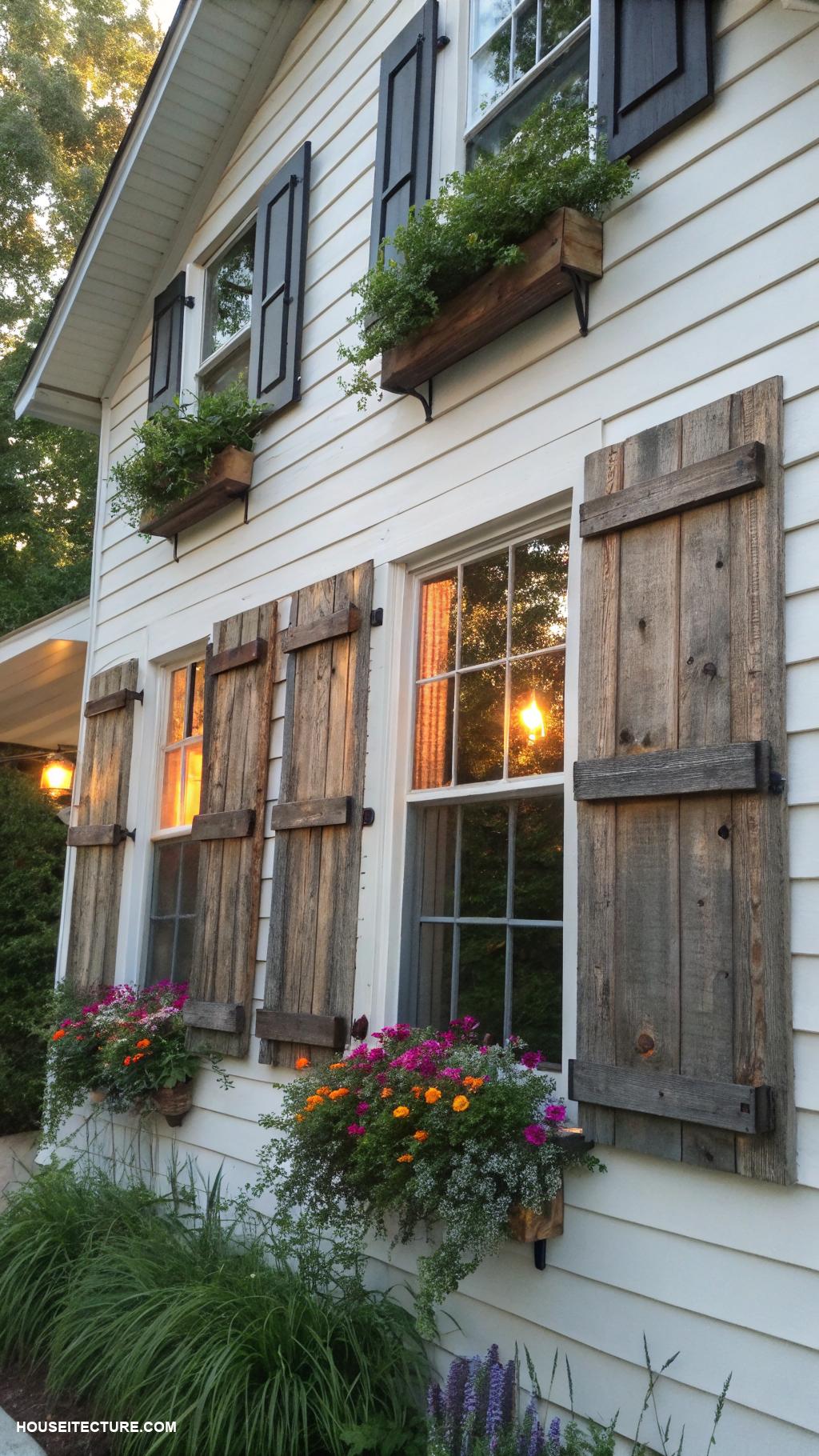 diy shutters exterior Reclaimed wood board and batten shutters