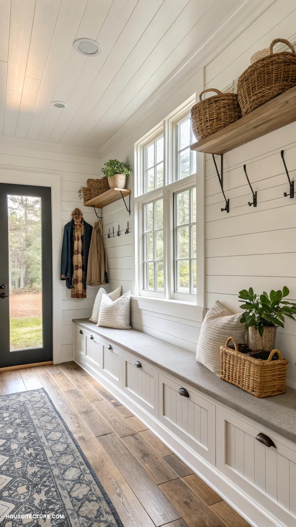farmhouse with barn ideas Bright mudroom with plenty of storage