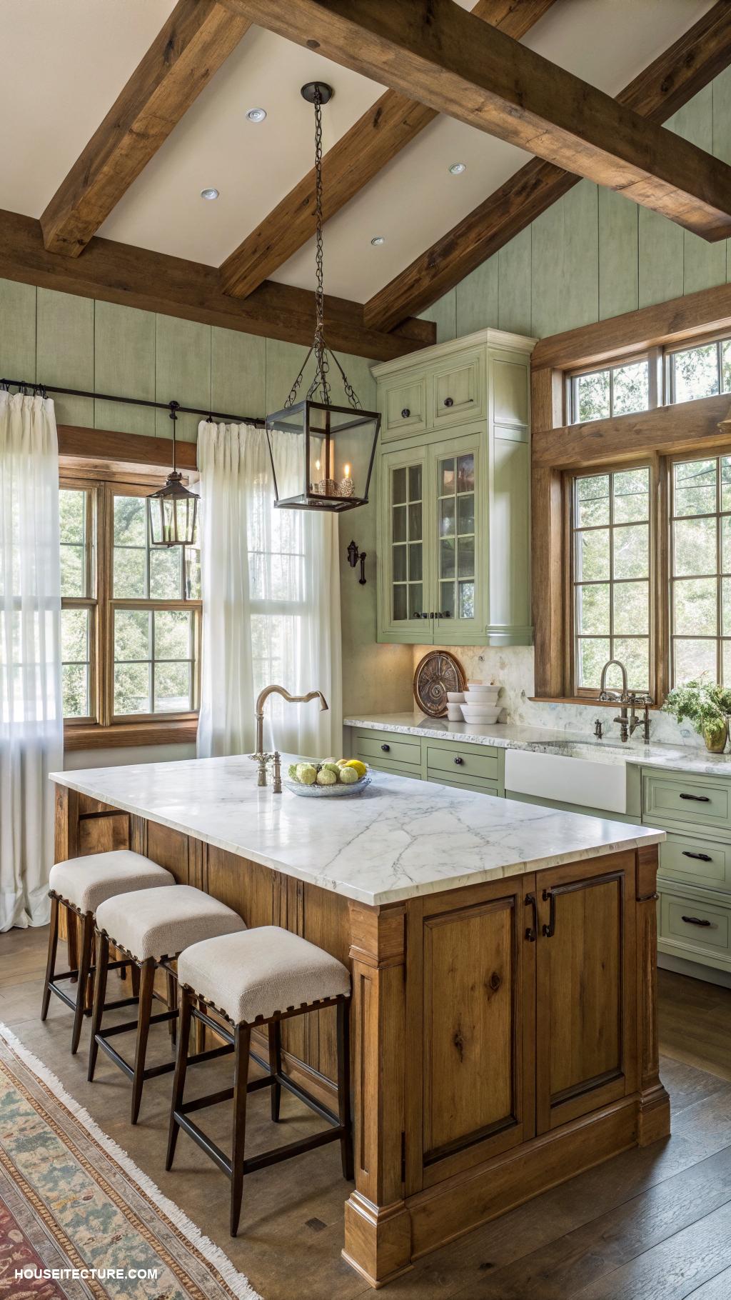 farmhouse with barn ideas Inviting farmhouse kitchen with island