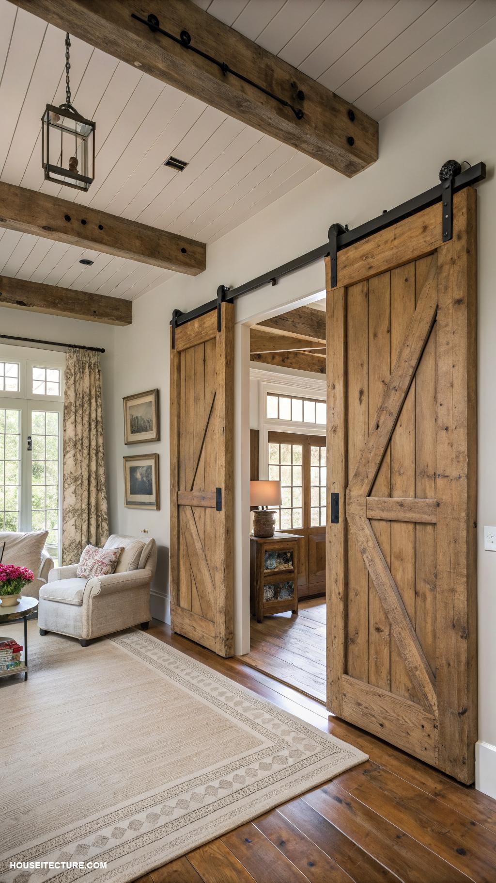 farmhouse with barn ideas Rustic barn doors for interior spaces