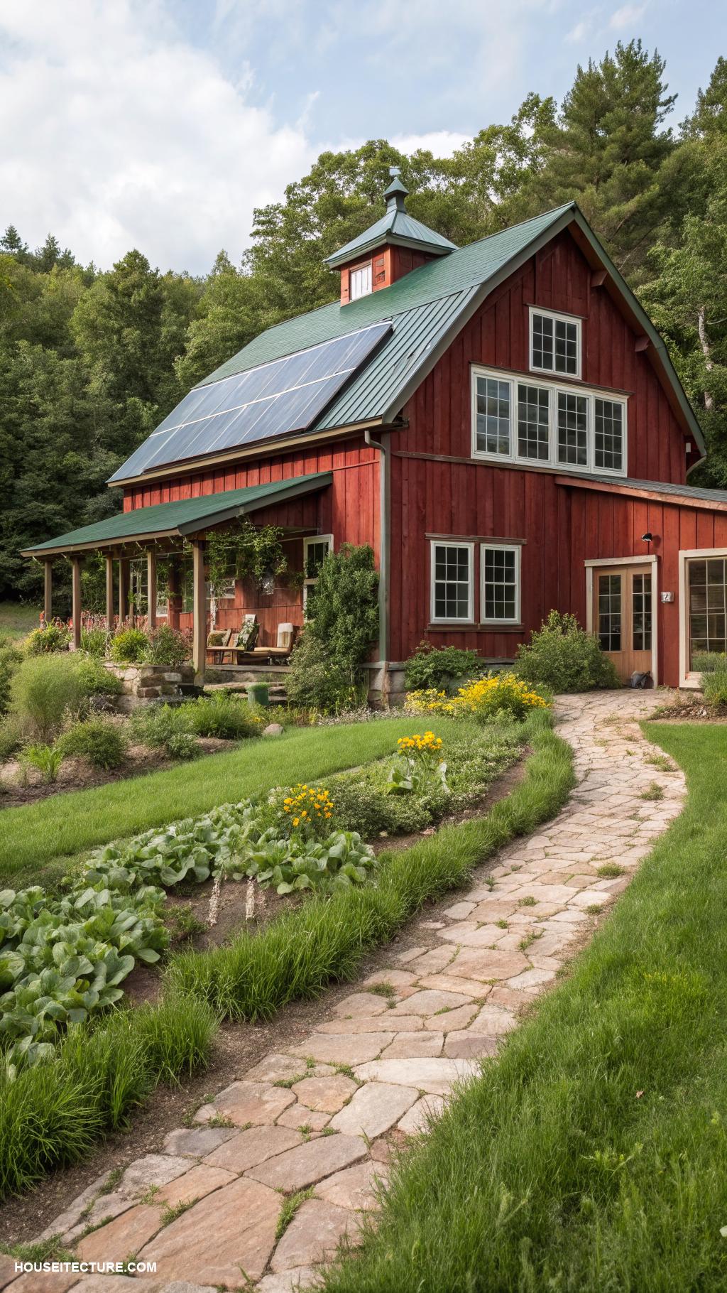 farmhouse with barn ideas Sustainable materials for eco friendly design