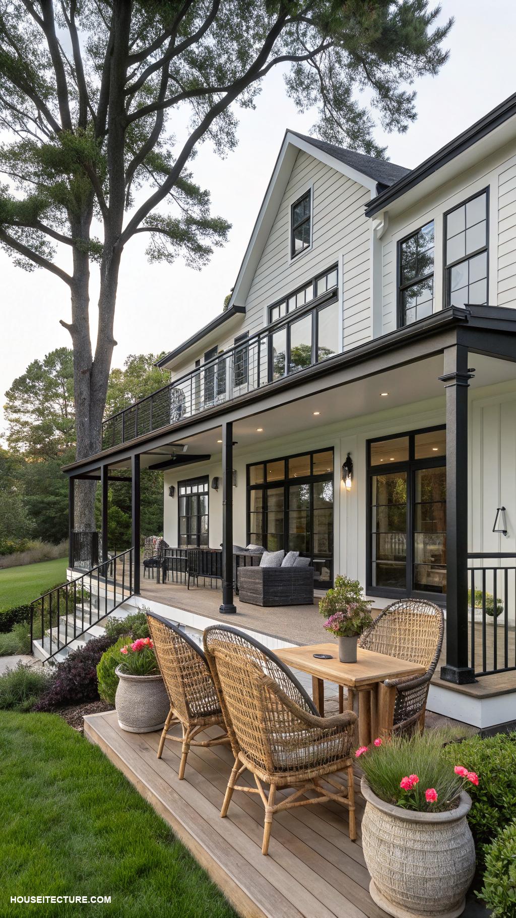farmhouse with wrap around porch Modern farmhouse with covered wrap around deck